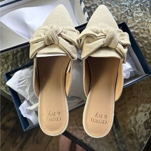 Crown & Ivy Mules in “Linen”